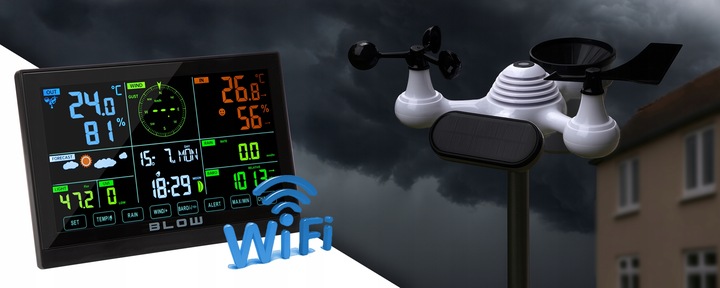 STACJA POGODY POGODOWA WiFi METEO TERMOMETR HIGROMETR ZEGAR ALARM +