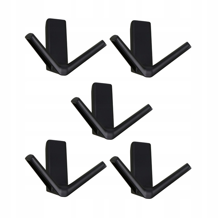 WIESZAK MEBLOWY ŚCIENNY ZESTAW 5 SZT. - HACZYK NA UBRANIA CZARNY