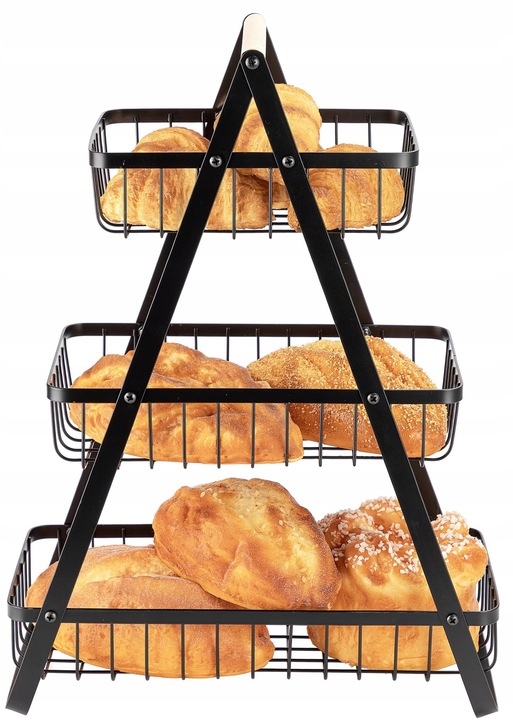 Koszyk TRZYPOZIOMOWY 3 piętrowy na owoce warzywa metalowy czarny Z