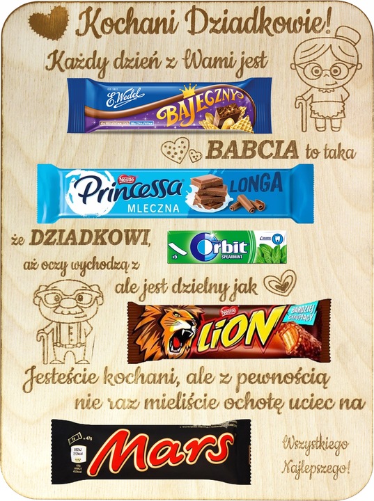 GOTOWA TABLICZKA ZE SŁODYCZAMI PREZENT DLA BABCI I DZIADKA BABCIA DZIADEK