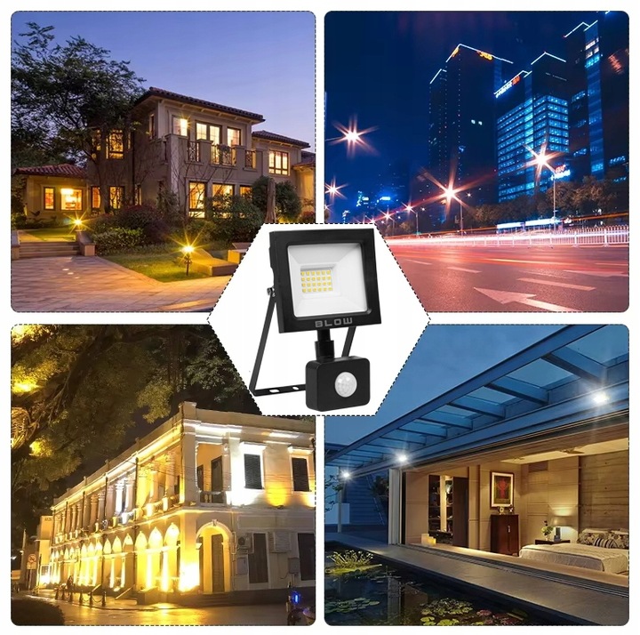 HALOGEN LAMPA LED NAŚWIETLACZ REFLEKTOR CZUJNIK RUCHU ZMIERZCHU 20W