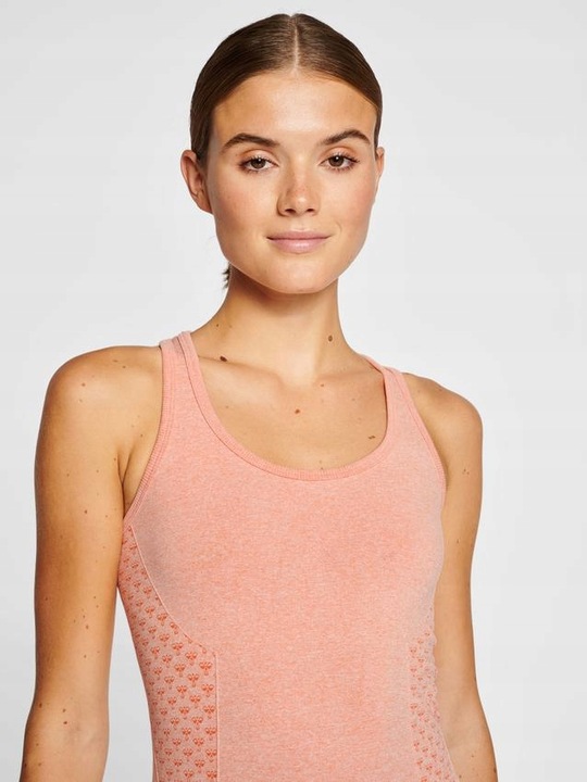 HUMMEL BEZSZWOWY POMARAŃCZOWY TOP BEZ RĘKAWÓW LOGO IEU HMR__M