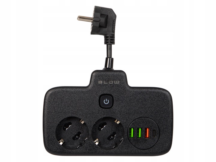 PRZEDŁUŻACZ ROZDZIELACZ ROZGAŁEŹNIK 2 GNIAZDA WŁĄCZNIK LISTWA 3x USB USB-C