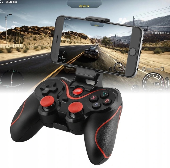 BEZPRZEWODOWY GAMEPAD PAD DO TELEFONU ANDROID iOS PC KONTROLER Z UCHWYTEM
