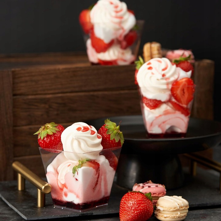 PUCHARKI KWADRATOWE DO DESERÓW 120ml 50szt NA PRZEKĄSKI DESERY POJEMNIKI