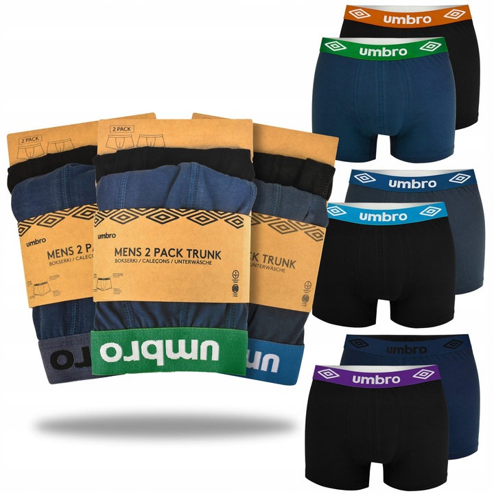 UMBRO Bokserki Męskie Zestaw 6 Sztuk MIX Kolorów Bawełna Rozmiar L