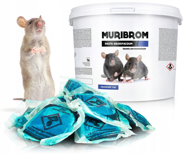 SILNA TRUTKA NA MYSZY I SZCZURY MURIBROM PASTA W SASZETKACH BRODIFAKUM