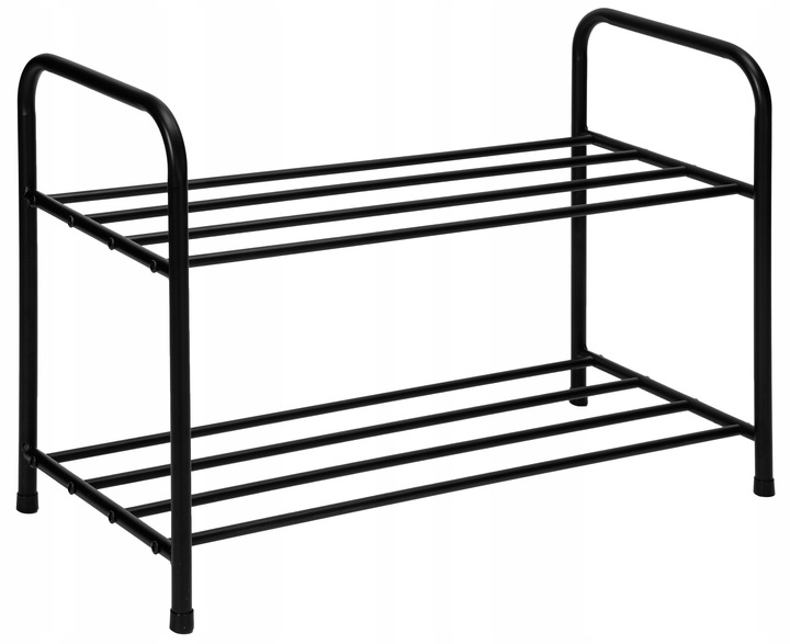 PÓŁKA STOJAK REGAŁ SZAFKA NA BUTY OBUWIE METALOWY CZARNY 2 PÓŁKI