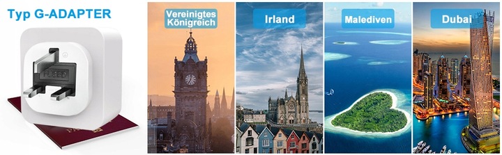 ŁADOWARKA TYP G Adapter podróżny 3USB+1USB-C, UK WTYCZKA
