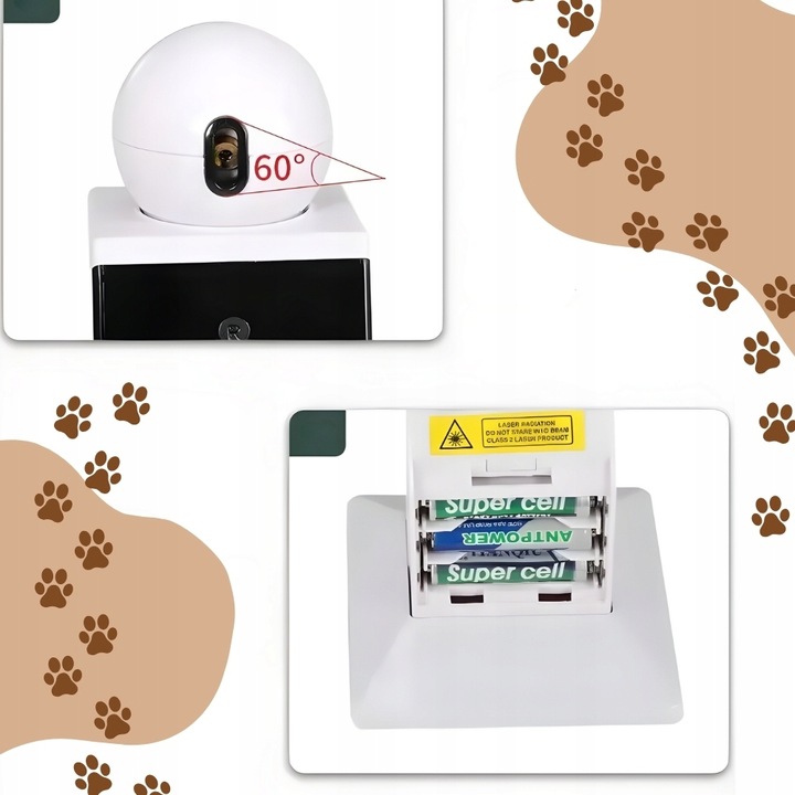 LASER INTERAKTYWNA ZABAWKA AUTOMATYCZNY WSKAŹNIK KOTA RUCHOMA SMART 3 TRYBY