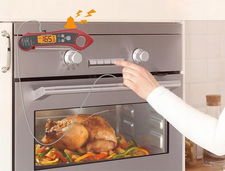 Termometr Kuchenny Skladany -50°C do 300°C 2x Sondy Stal-304 LCD Alarm IPX7