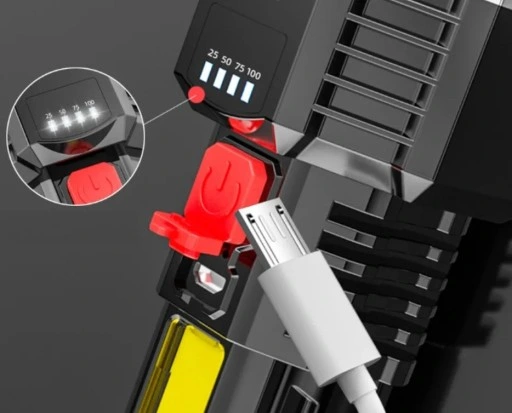 Latarka ręczna szperacz 5 LED COB USB AKU