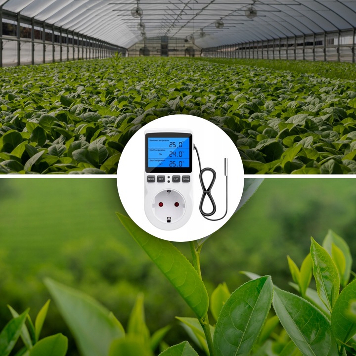 TERMOSTAT ELEKTRONICZNY REGULATOR TEMPERATURY GNIAZDO SIECI 230V max. 3680W