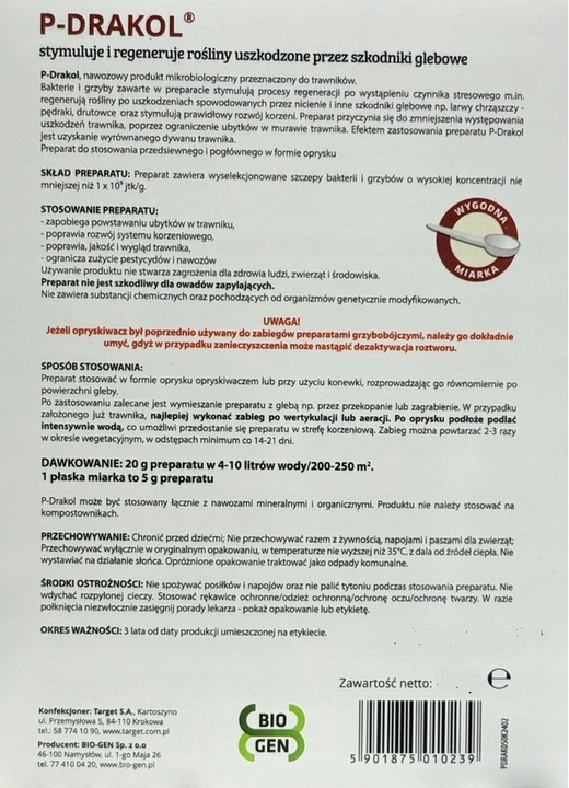 TARGET P-DRAKOL 20g NICIENIE PĘDRAKI OPUCHLAKI DRUTOWCE SZKODNIKI