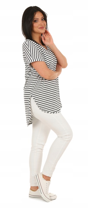 Moda Fresca F625 paski Oversizowa asymetryczna TUNIKA