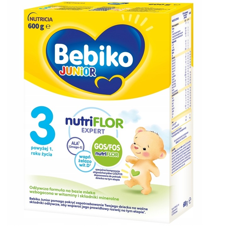 Bebiko Junior Nutriflor Expert 3 Mleko Powyżej 1 Roku 600g x 5 Kartonów