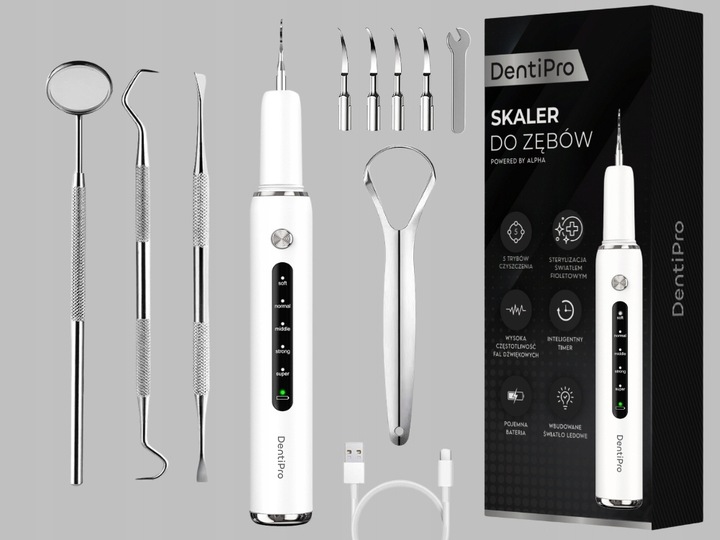 Skaler Ultradźwiękowy Do Zębów - 5 trybów do usuwania kamienia