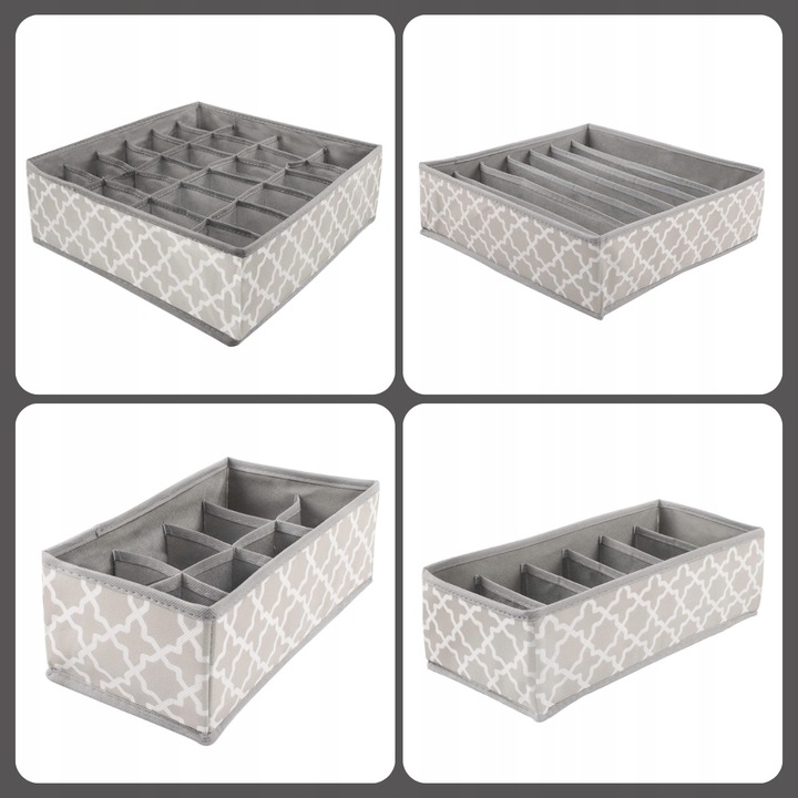 4x ORGANIZER NA BIELIZNĘ SKARPETKI UBRANIA DO SZUFLADY SZAFY ZESTAW