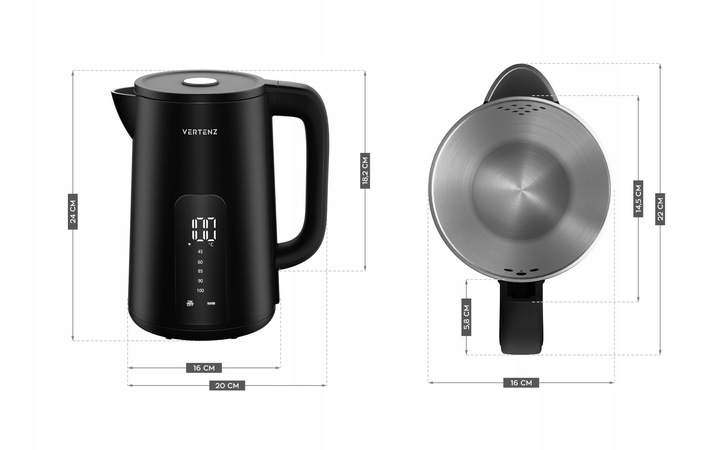 Czajnik Elektryczny z regulacją temperatury dotykowy VERTENZ 1,7L
