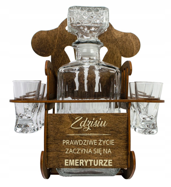 FOTEL BUJANY KARAFKA KIELISZKI PREZENT NA URODZINY DLA EMERYTA