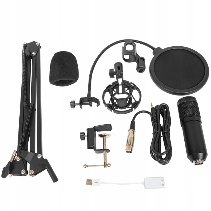 MIKROFON STUDYJNY USB JACK POJEMNOŚCIOWY GAMINGOWY ZESTAW POP FILTR STATYW