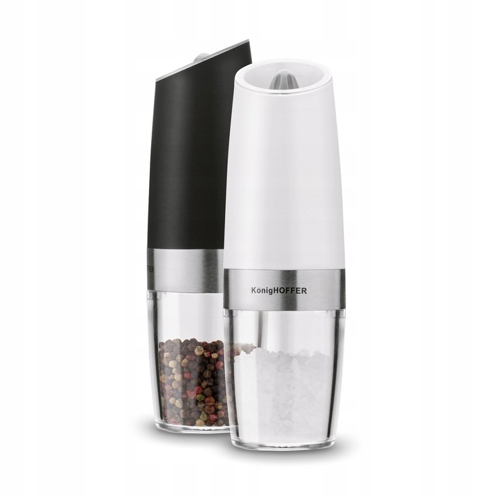 Zestaw 2x MŁYNEK ELEKTRYCZNY PIEPRZU i SOLI biały i czarny Konighoffer Luca
