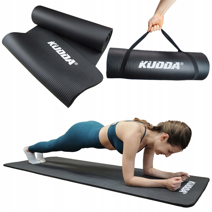 Mata do ćwiczeń jogi gimnastyczna karimata gruba czarna 1,5CM / 15MM NBR