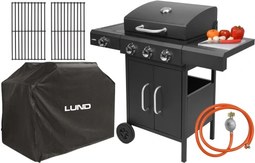 GRILL GAZOWY PALNIKI 3+1 + POKROWIEC I REDUKTOR