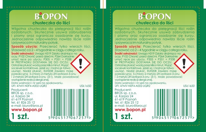 BOPON Chusteczki nabłyszczające do liści roślin ozdobnych Biopon - 15