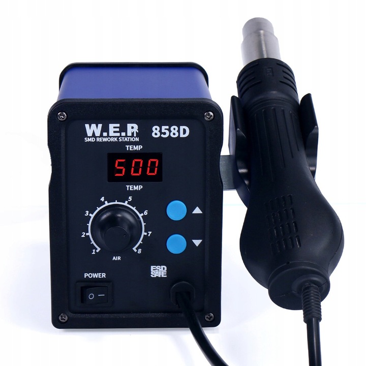 HOTAIR Stacja lutownicza WEP 858D wersja na TRAFO duży nadmuch ciężka