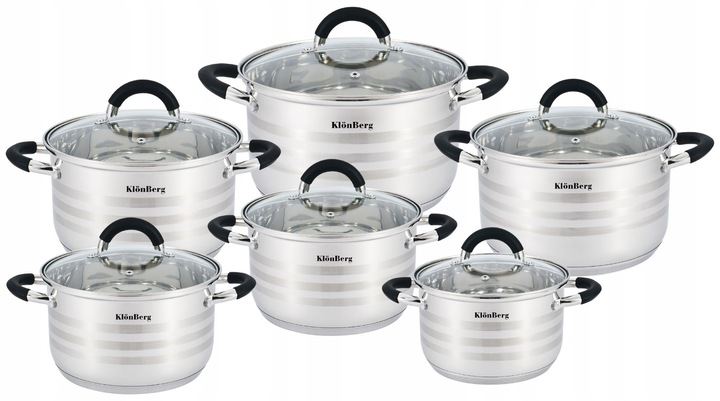 Komplet Garnków na Indukcję Gaz ze Stali Nierdzewnej Zestaw 12 Elementów