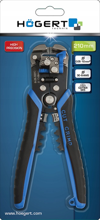 HOGERT Automatyczny ściągacz izolacji 210 mm, 0.05-10.0 mm² HT1P182