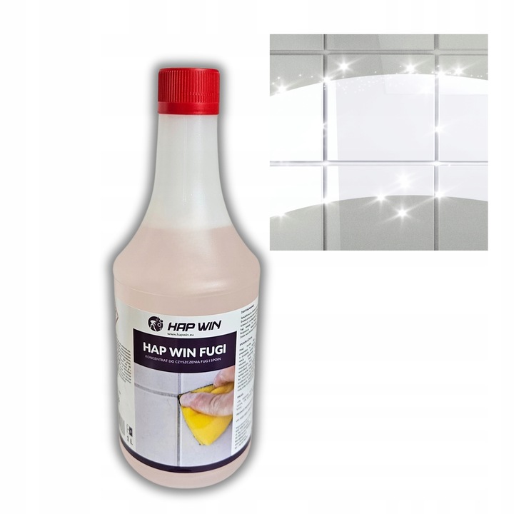 Płyn Środek do Czyszczenia Fug Zestaw Hap Win 1L + Szczotka + Rękawiczki