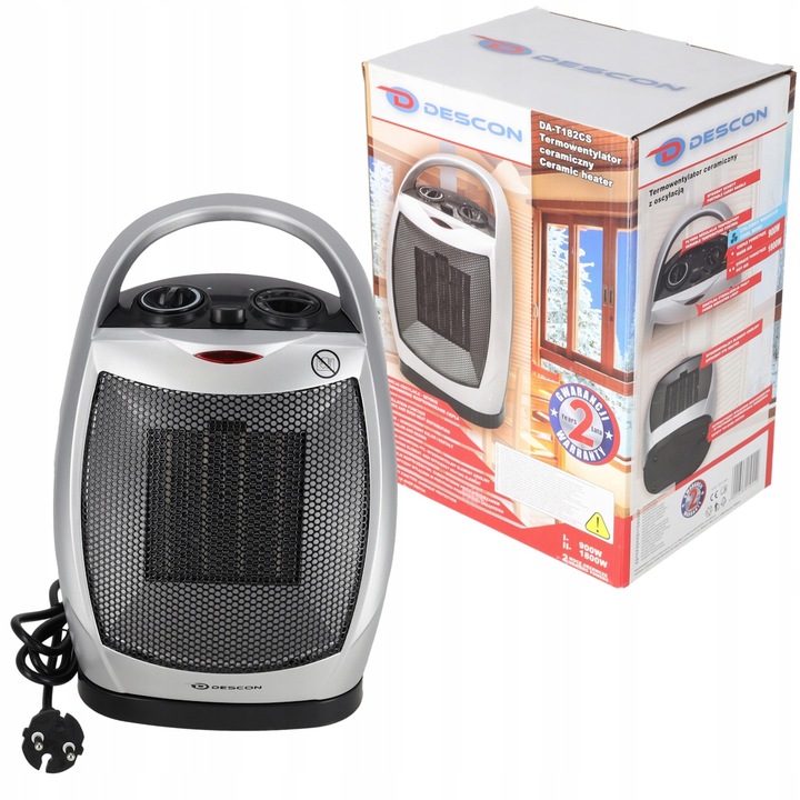 TERMOWENTYLATOR FARELKA GRZEJNIK ELEKTRYCZNY CERAMICZNY Z TERMOSTATEM