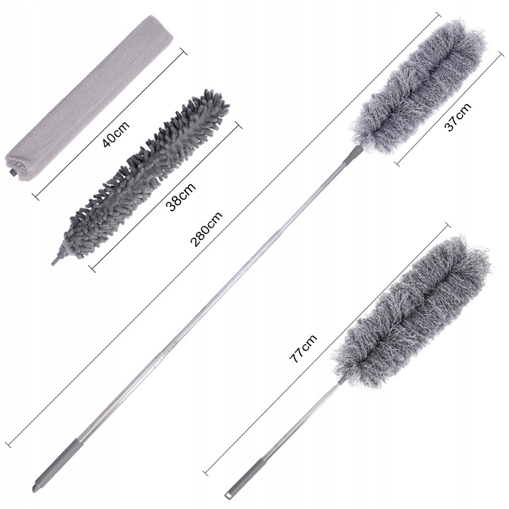 MIOTEŁKA DO KURZU długa 280 cm szczotka teleskopowa do pajęczyn zestaw x3
