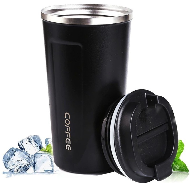 Kubek termiczny COFFEE herbatę Stal Czarny termos kawę szczelny 510ML