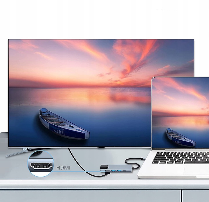 KARTA SIECIOWA PRZEJŚCIÓWKA HUB USB USB-C ADAPTER HDMI RJ45 LAN ETHERNET