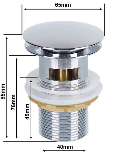 KOREK KLIK KLAK DO UMYWALKI MOSIĘŻNY UMYWALKOWY Z PRZELEWEM CHROM 1 1/4"