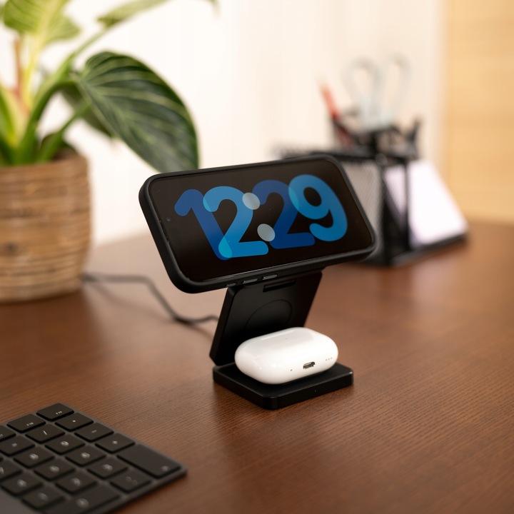 ŁADOWARKA INDUKCYJNA 3W1 DO MAGSAFE SKŁADANA DO IPHONE AIRPODS APPLE WATCH