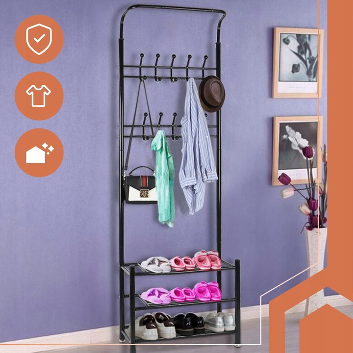 Wieszak Stojący na Ubrania RUHHY Metalowy do Przedpokoju Podłogowy
