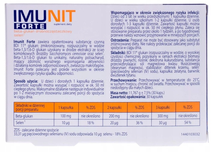 Solinea Imunit Forte 30 kapsułek beta-glukan selen