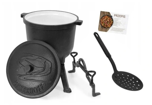 Kociołek EMALIOWANY żeliwny 10L + GRATIS ŁYŻKA