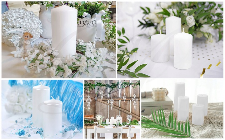 ŚWIECA KOMUNIJNA DEC5 dekoracja na stół komunia na komunię gruba nadrukiem