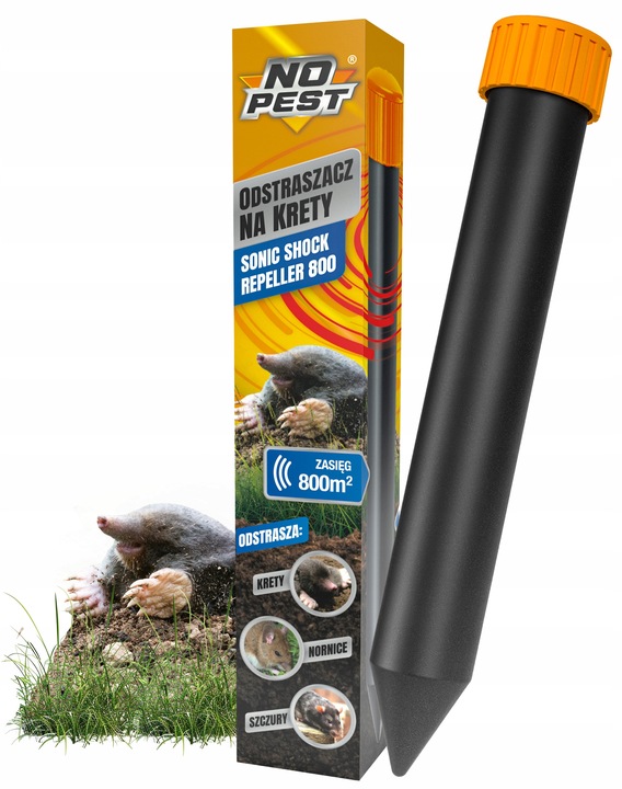 ODSTRASZACZ NA KRETY NORNICE SZCZURY ODSTRASZACZ KRETÓW NORNIC DO 800