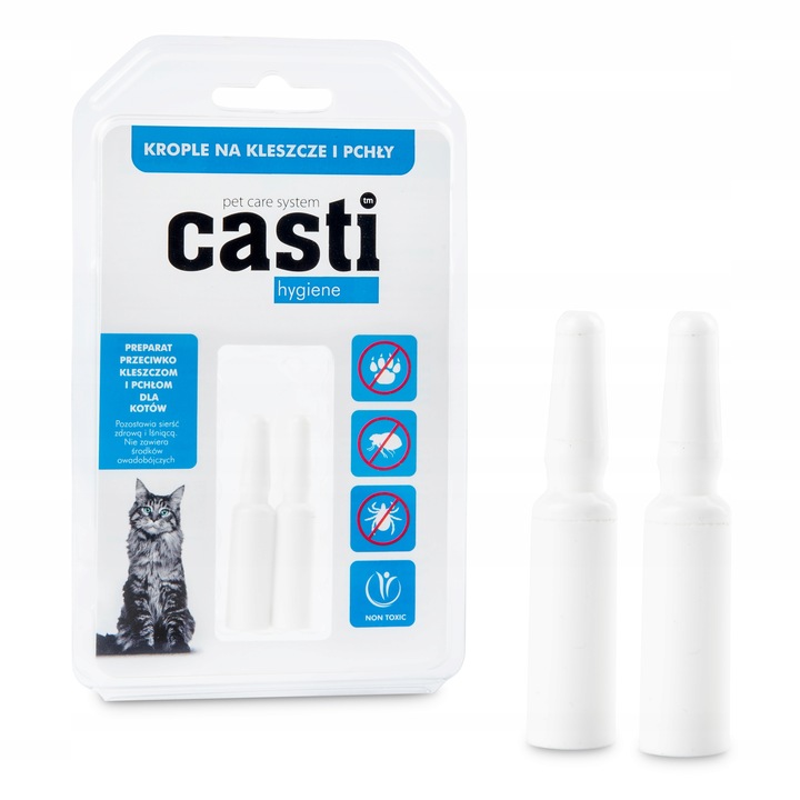Krople dla kotów na kleszcze i pchły 3ml Casti