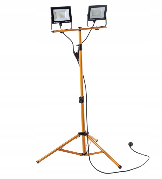 Halogen LED Statyw Budowlany Naświetlacz 2X 60W Zestaw Stojak RIWALL