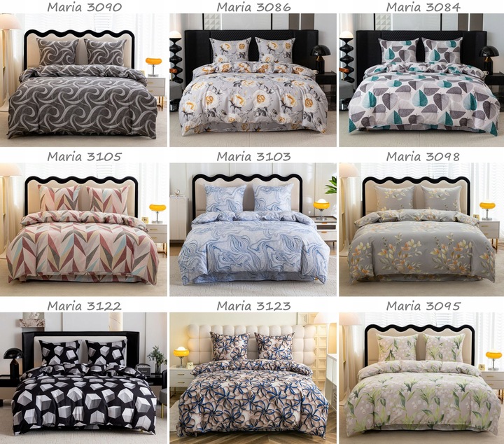 Pościel 160x200 + 2 poszewki KOMPLET POŚCIELI bawełnianej satyny WYBÓR