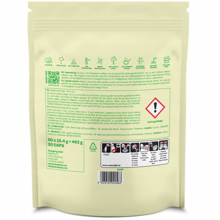 Kapsułki Tabletki do zmywarki All in One Lemon 30 szt Power niemieckie 12w1