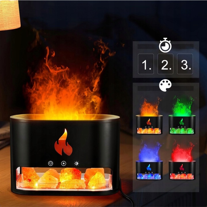 NAWILŻACZ POWIETRZA DYFUZOR KOMINEK LAMPKA NOCNA LED EFEKT PŁOMIENIA +