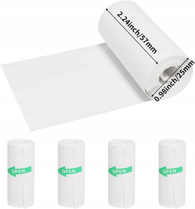 5x ROLEK PAPIER TERMICZNY SAMOPRZYLEPNY DO DRUKUŚ ROLKI WKŁADY 5 ROLEK